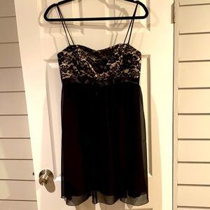 Lace overlay black and cream babydoll style dress